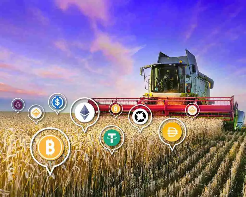 Image of a Tractor farming cryptocurrencies
